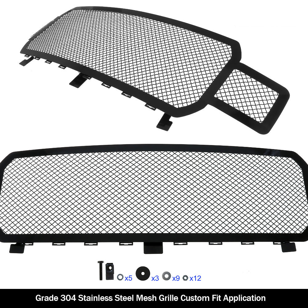 Stainless Steel Main Upper Black Wire Mesh Grille 2018-2020 Ford F-150 Without Front Camera GR06GFD00K