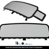Stainless Steel Main Upper Black Wire Mesh Grille 2018-2020 Ford F-150 Without Front Camera GR06GFD00K