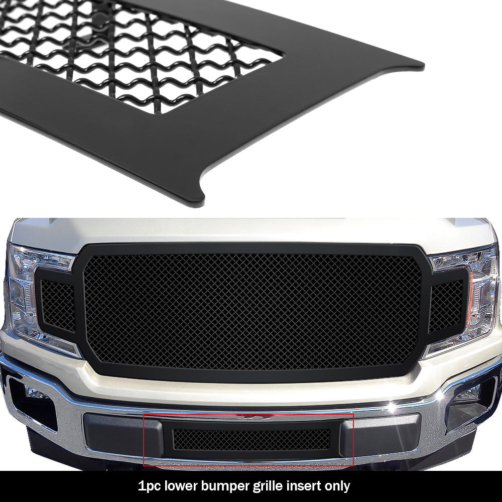 Stainless Steel Lower Bumper Black Wire Mesh Grille 2018-2020 Ford F-150 (drilling may be required for XL/XLT/King Ranch/Plantinum) GR06GFD01K