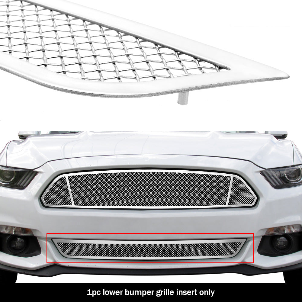 Stainless Steel Lower Bumper Mesh Grille 2015-2017 Ford Mustang Base V6 /2015-2017 Ford Mustang Ecoboost V6 GR06GFD03T