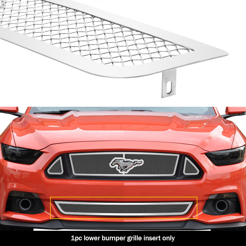 Stainless Steel Lower Bumper Mesh Grille 2015-2017 Ford Mustang GT V8 GR06GFD05T