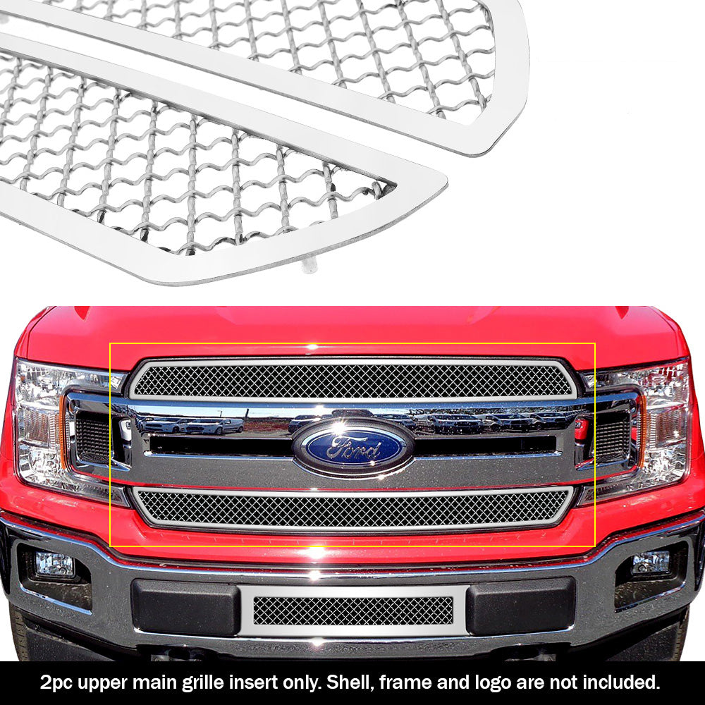 Stainless Steel Main Upper Mesh Grille 2018-2020 Ford F-150 King Ranch Square Mesh Style/2018-2020 Ford F-150 Plantium Square Mesh Style GR06GFD43S