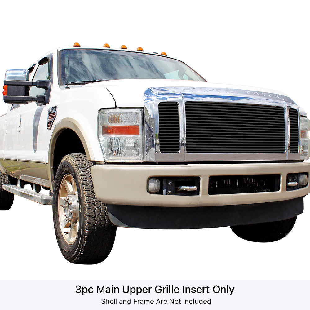 Stainless Steel Main Upper Black Stainless Steel Billet Grille 2008-2010 Ford F-250 /2008-2010 Ford F-350 /2008-2010 Ford F-450 /2008-2010 Ford F-550 GR06HEE41J