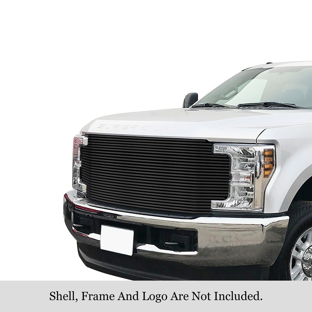 Stainless Steel Main Upper Black Stainless Steel Billet Grille 2017-2019 Ford F-250 Without Front Camera/2017-2019 Ford F-350 Without Front Camera/2017-2019 Ford F-450 Without Front Camera/2017-2019 Ford F-550 Without Front Camera GR06HFC63J