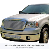 Stainless Steel Main Upper + Lower Bumper Stainless Steel Billet Grille 2006-2008 Ford F-150 (Not For FX2 Model) GR06HGI25S