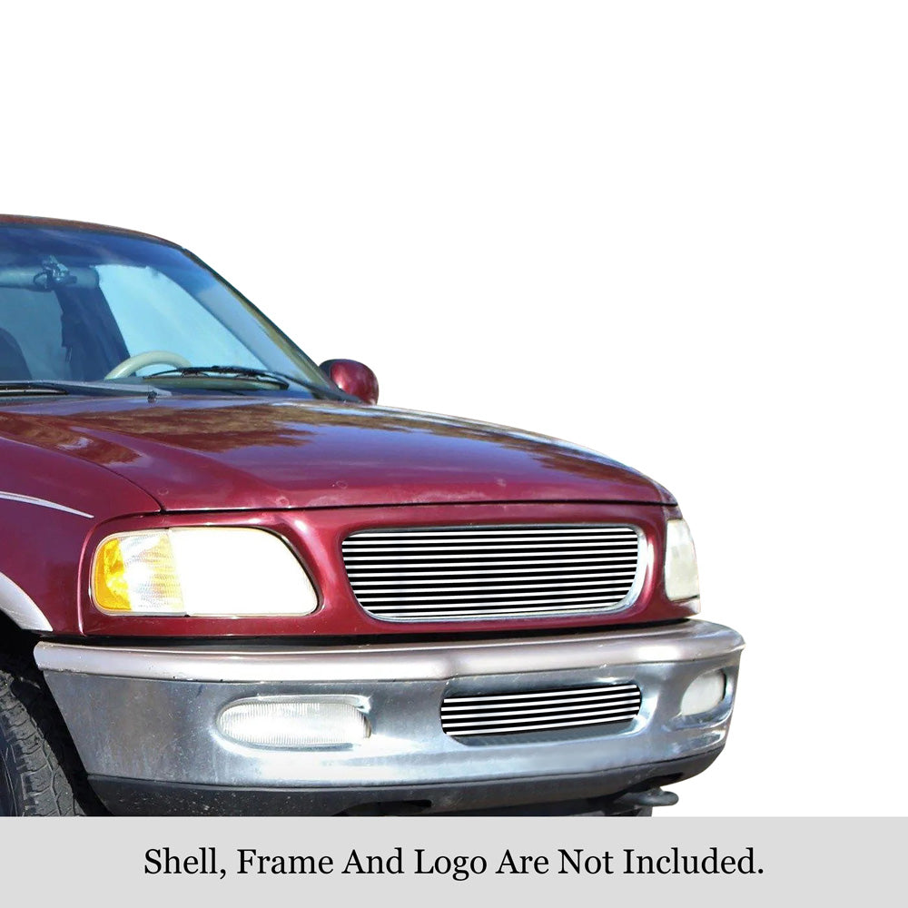 Stainless Steel Main Upper + Lower Bumper Stainless Steel Billet Grille 1997-1998 Ford Expedition /1997-1998 Ford F-150 4WD Bar Style GR06HGI51S