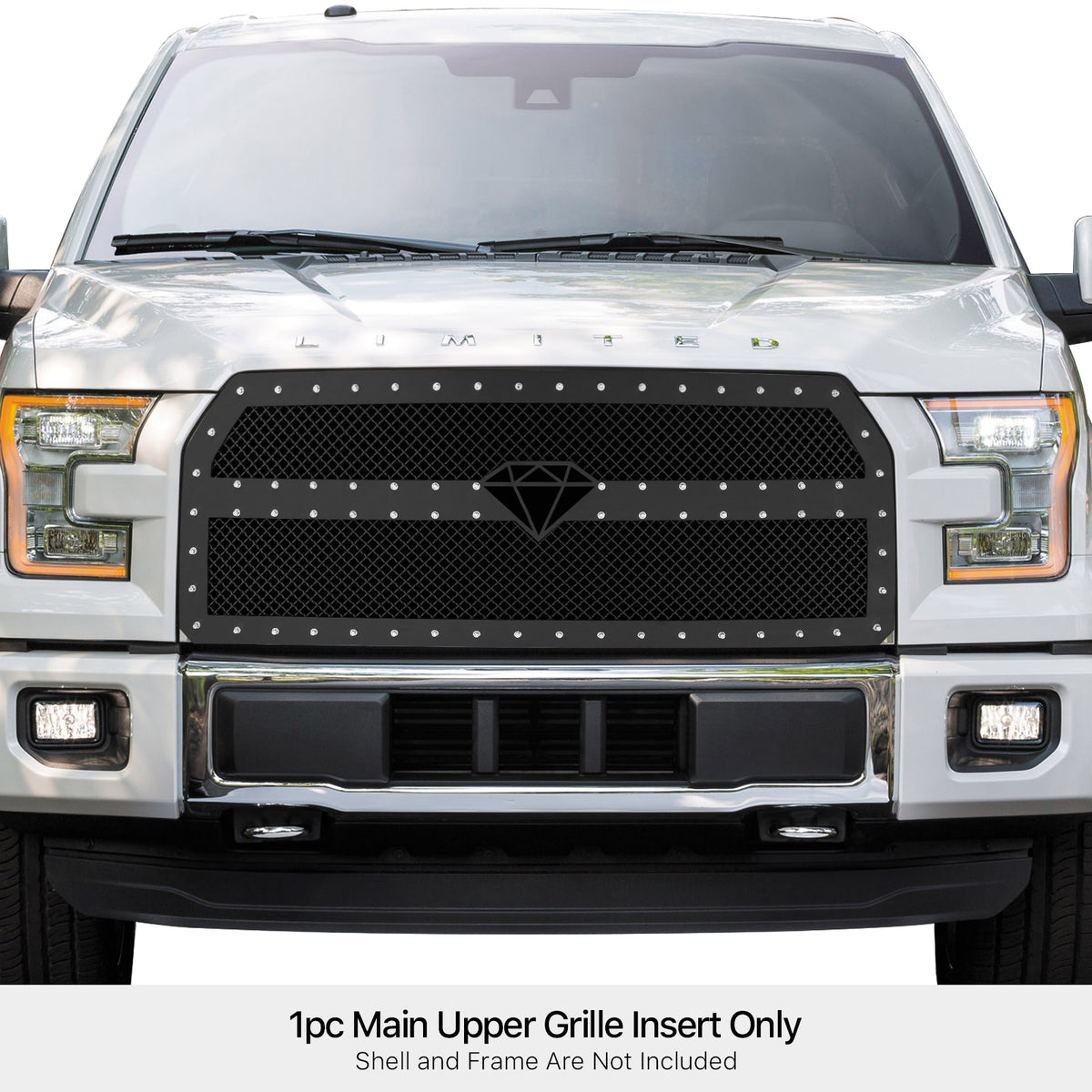 Carbon Steel Main Upper Rivet Grille 2015-2017 Ford F-150 Without Front Camera GR06LFC10I