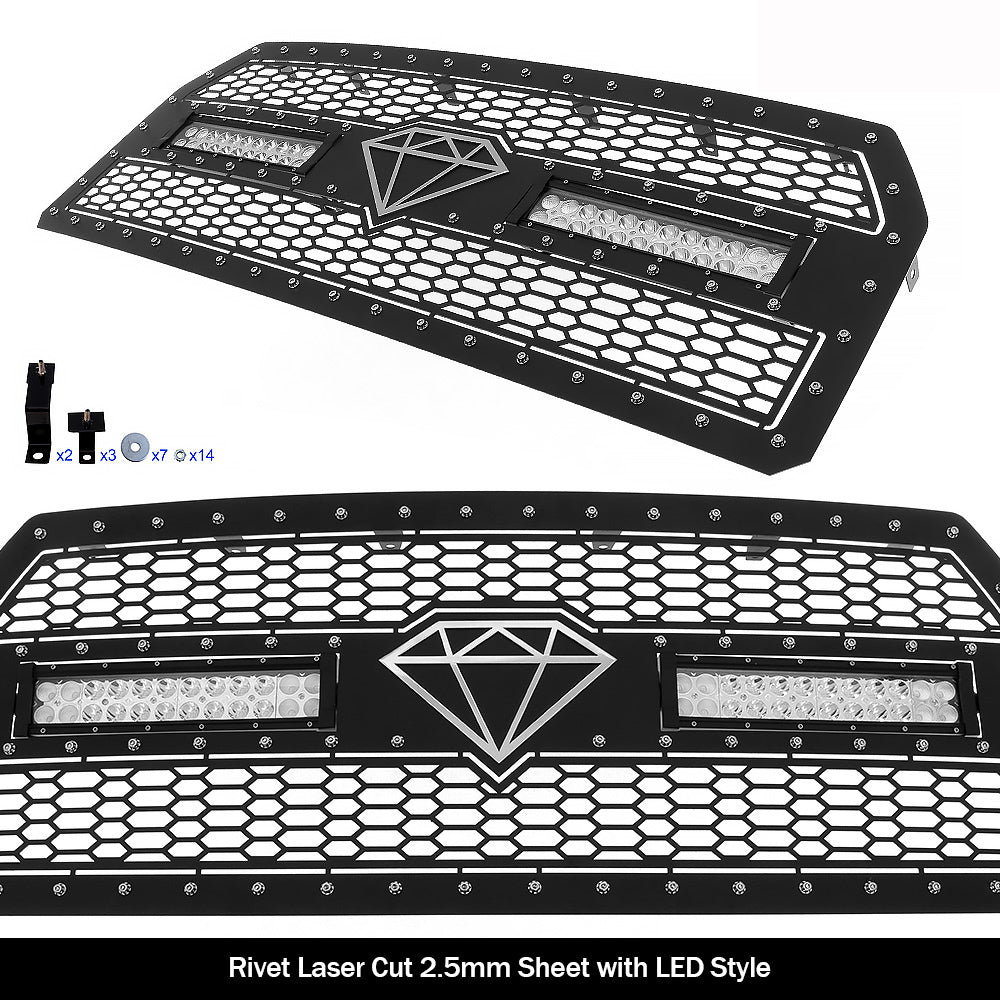 Stainless Steel Main Upper Sheet Grille 2015-2017 Ford F-150 Without Front Camera GR06LFC10L