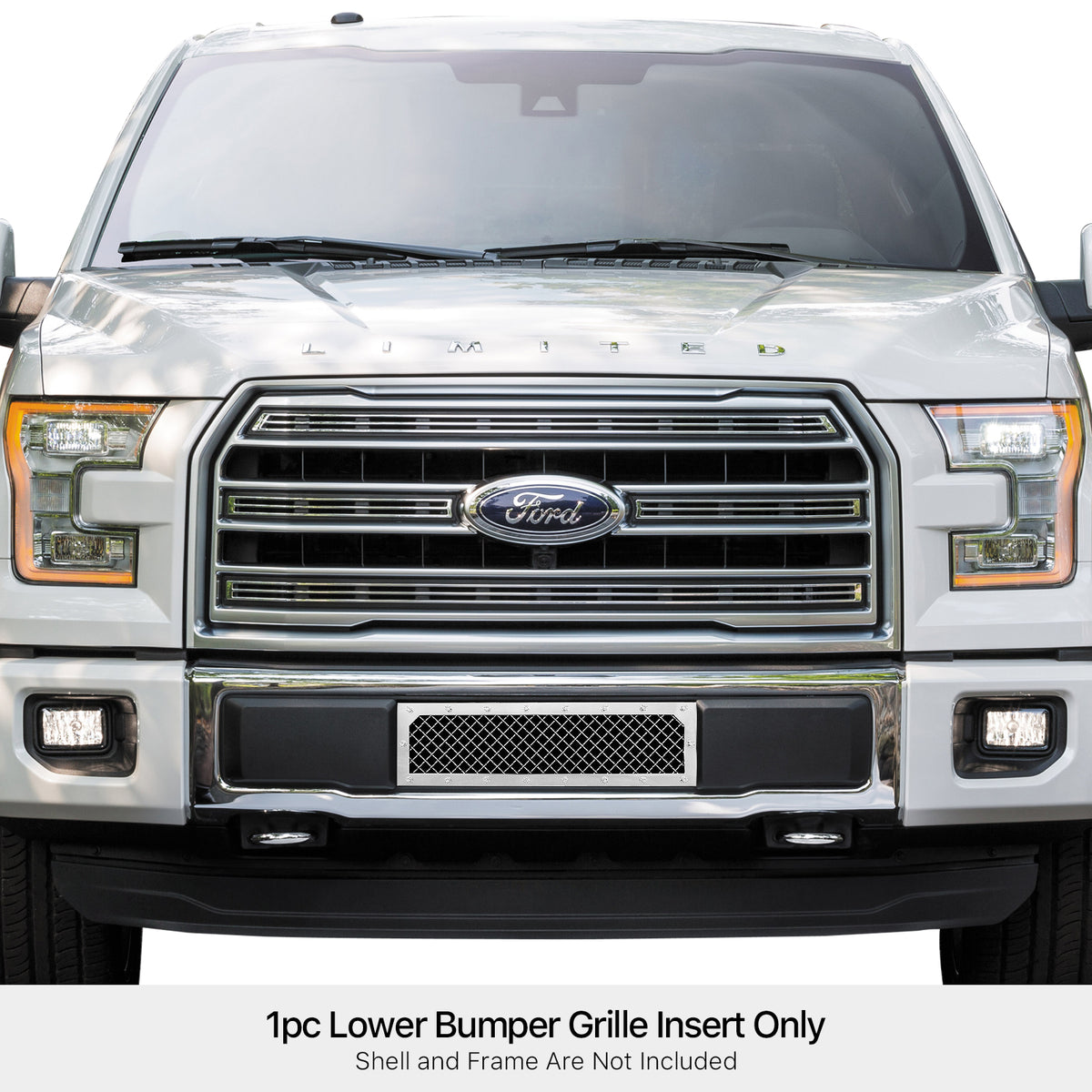 Stainless Steel Lower Bumper Rivet Grille 2015-2017 Ford F-150 GR06LFC13S