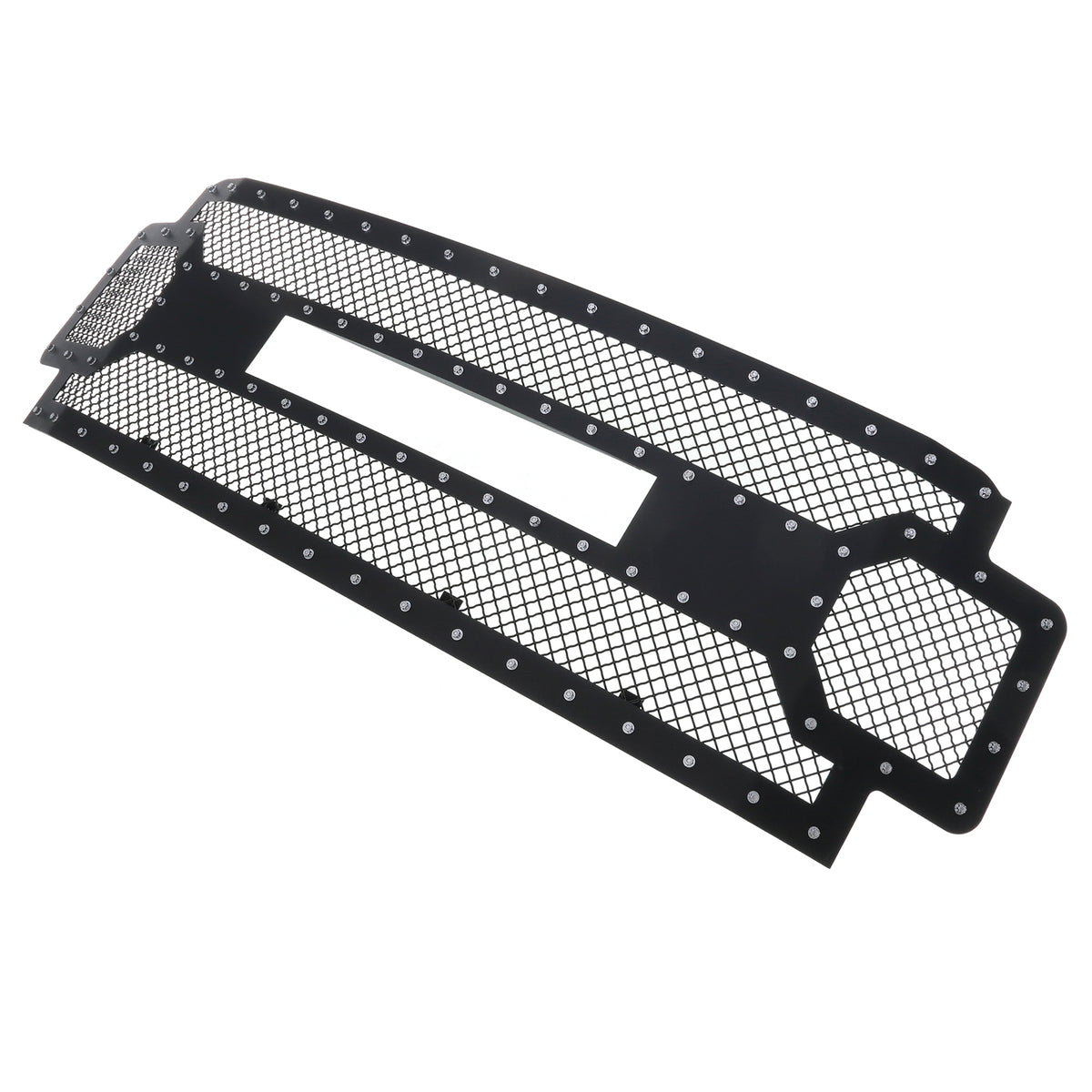 Stainless Steel Main Upper Rivet Grille 2017-2019 Ford F-250 Without Front Camera/2017-2019 Ford F-350 Without Front Camera/2017-2019 Ford F-450 Without Front Camera/2017-2019 Ford F-550 Without Front Camera GR06LFC63D