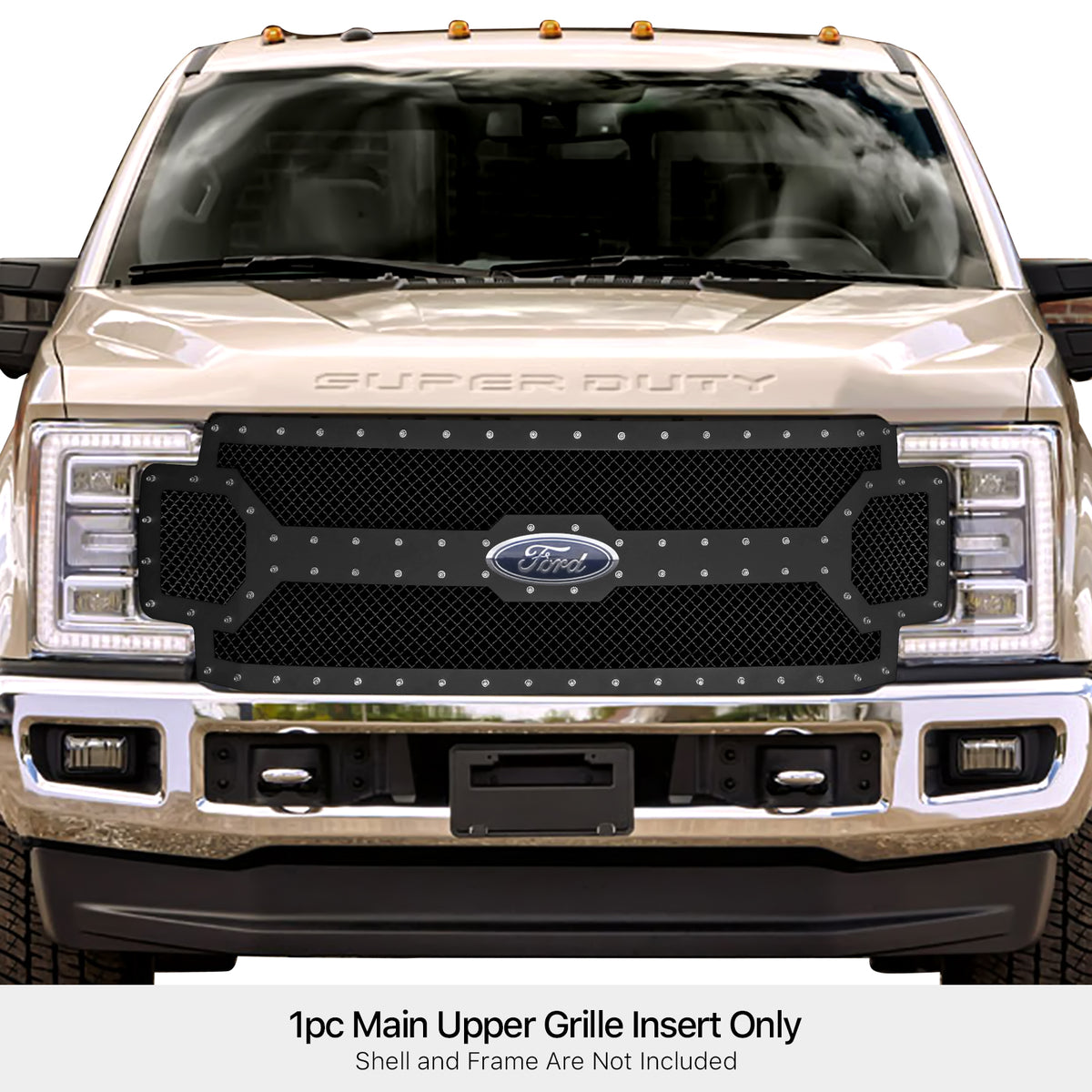 Carbon Steel Main Upper Rivet Grille 2017-2019 Ford F-250 Without Front Camera/2017-2019 Ford F-350 Without Front Camera/2017-2019 Ford F-450 Without Front Camera/2017-2019 Ford F-550 Without Front Camera GR06LFC63K