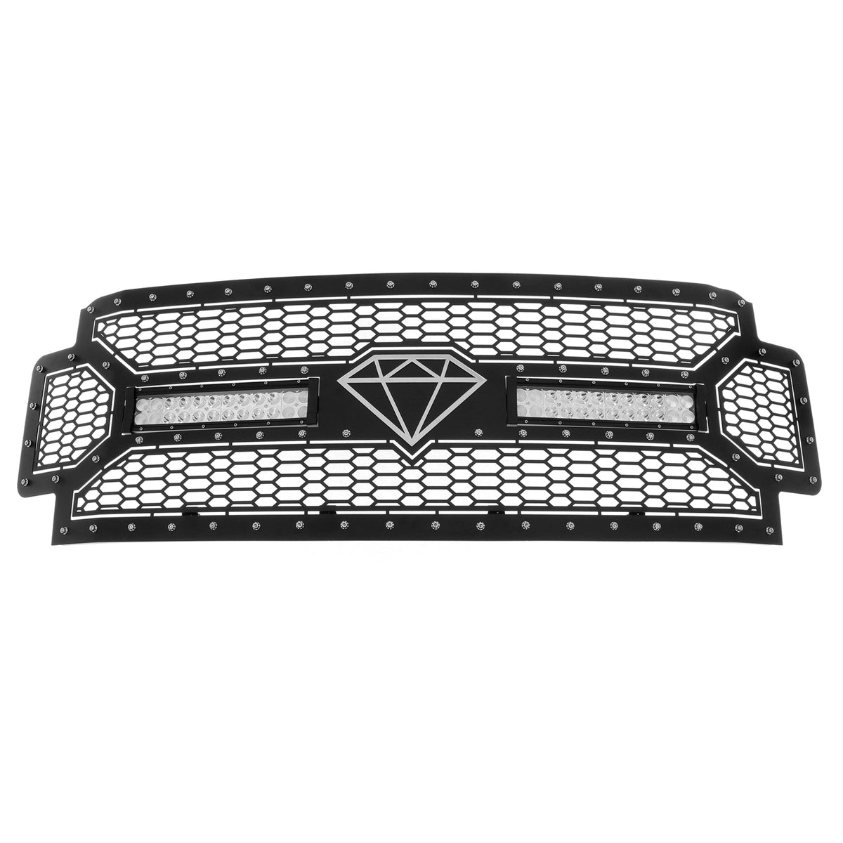 Stainless Steel Main Upper Sheet Grille 2017-2019 Ford F-250 Without Front Camera/2017-2019 Ford F-350 Without Front Camera/2017-2019 Ford F-450 Without Front Camera/2017-2019 Ford F-550 Without Front Camera GR06LFC63L