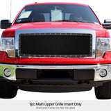 Stainless Steel Main Upper Rivet Grille 2009-2014 Ford F-150 All Model/Not For Raptor GR06LFF32H