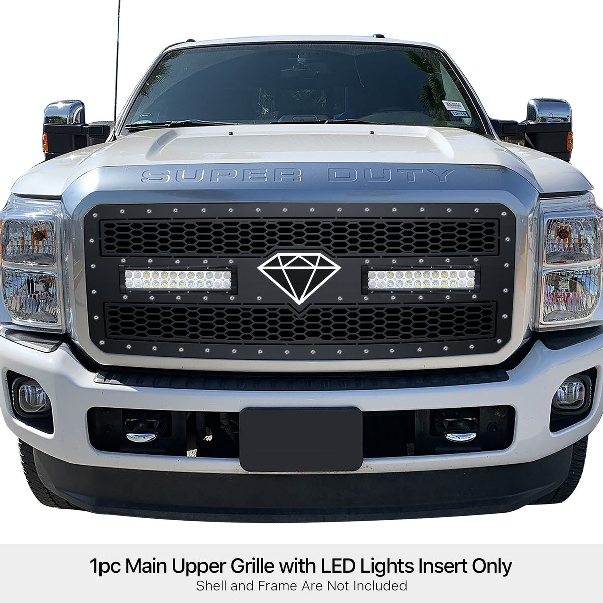 Stainless Steel Main Upper Sheet Grille 2011-2016 Ford F-250 SD /2011-2016 Ford F-350 SD /2011-2016 Ford F-450 SD /2011-2016 Ford F-550 SD GR06LFH28L