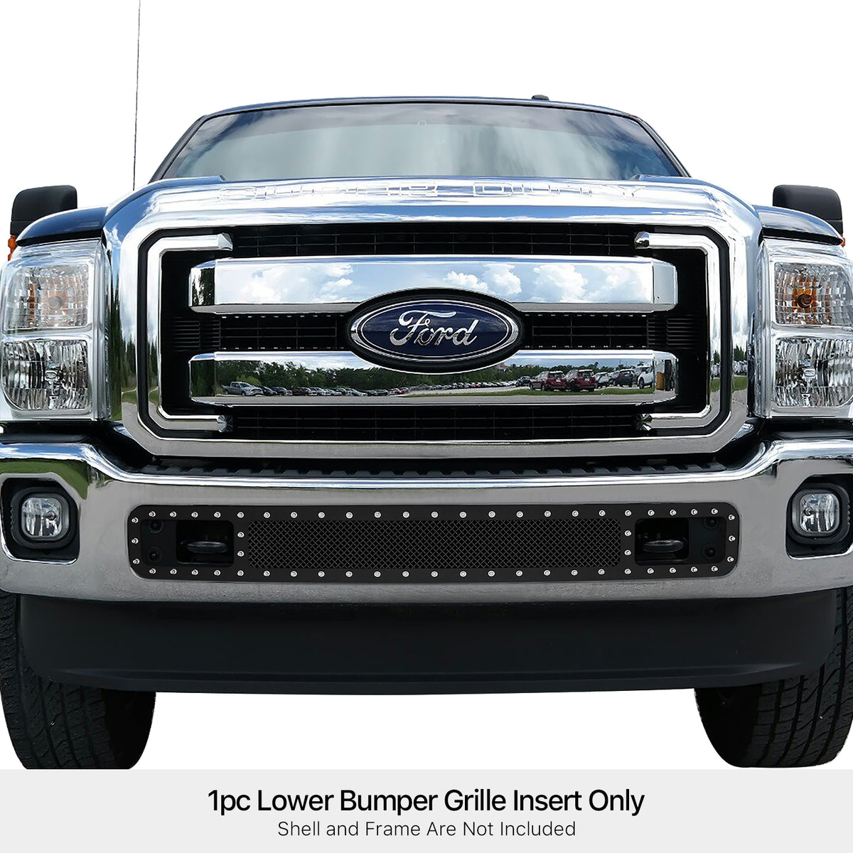 Stainless Steel Lower Bumper Rivet Grille 2011-2016 Ford F-250 SD All Model/2011-2016 Ford F-350 SD All Model/2011-2016 Ford F-450 SD All Model/2011-2016 Ford F-550 SD All Model GR06LFH29H