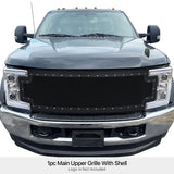 PE + Stainless Steel Main Upper Package Grille 2017-2019 Ford F-250 Without Front Camera/2017-2019 Ford F-350 Without Front Camera/2017-2019 Ford F-450 Without Front Camera/2017-2019 Ford F-550 Without Front Camera GR06PFC63H