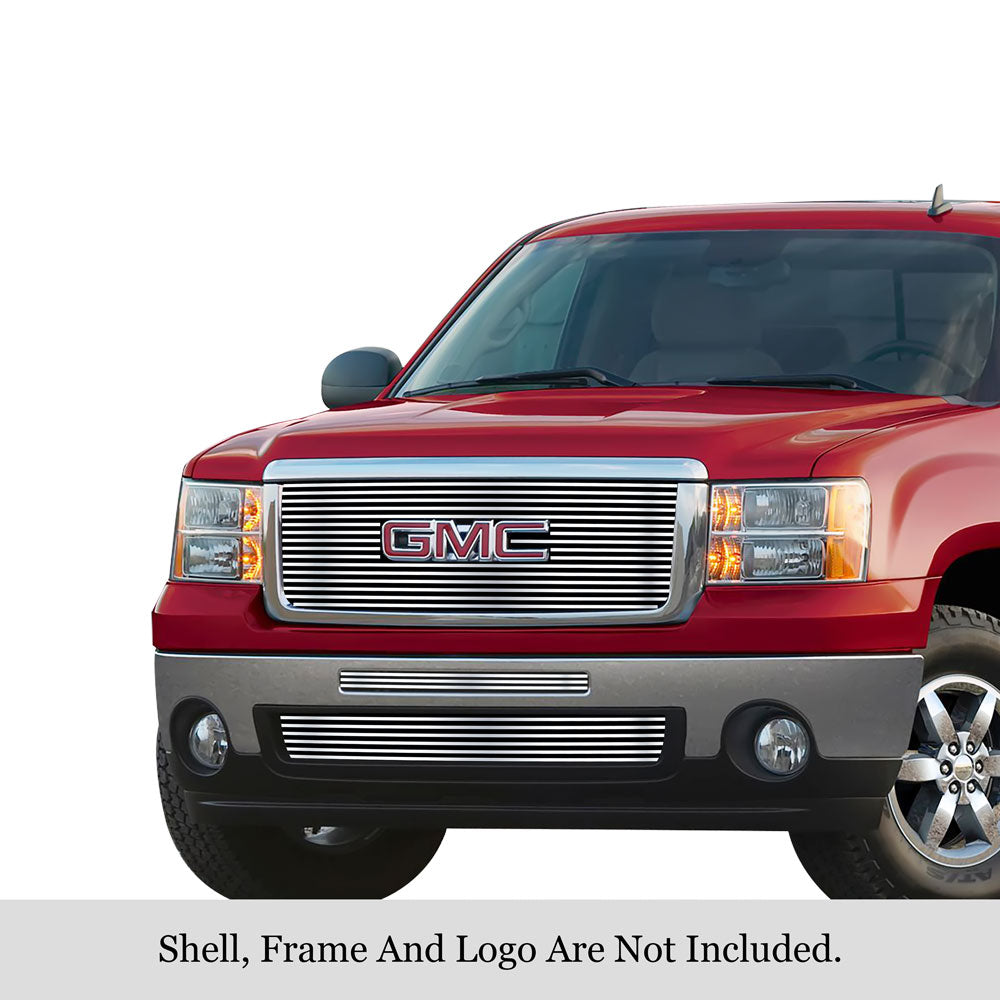 Stainless Steel Main Upper + Top Bumper + Lower Bumper Stainless Steel Billet Grille 2007-2013 GMC Sierra 1500 New Body GR07FAA04S