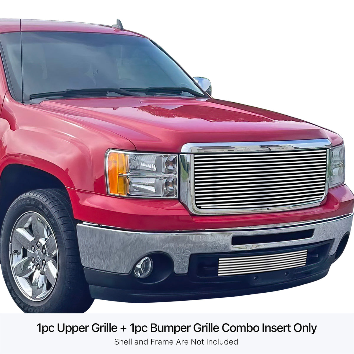 Stainless Steel Main Upper + Lower Bumper Stainless Steel Billet Grille 2007-2013 GMC Sierra 1500 GR07FAA81S