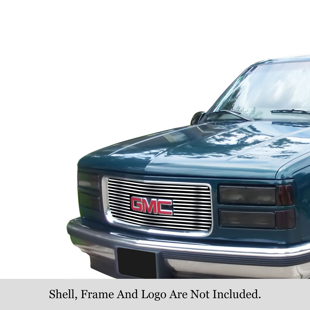 Stainless Steel Main Upper Stainless Steel Billet Grille 1994-1998 GMC C/K Pickup  with Stacked Lights/1994-1999 GMC Suburban  Composite Plastic Lights/1994-1998 GMC Yukon GR07FEG14S