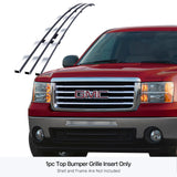 Stainless Steel Top Bumper Stainless Steel Billet Grille 2007-2013 GMC Sierra 1500 /2007-2010 GMC Sierra 2500 HD /2007-2010 GMC Sierra 3500 HD /2007-2013 GMC Sierra Denali 1500 GR07FFE70S