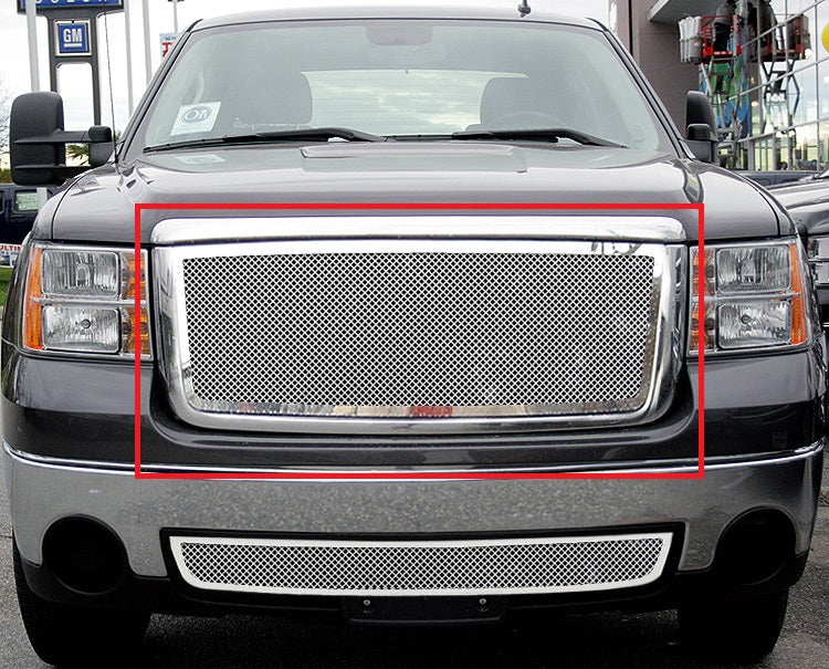 Stainless Steel Main Upper Mesh Grille 2007-2013 GMC Sierra 1500 New Body/2007-2010 GMC Sierra 1500 Denali New Body GR07GFD75T