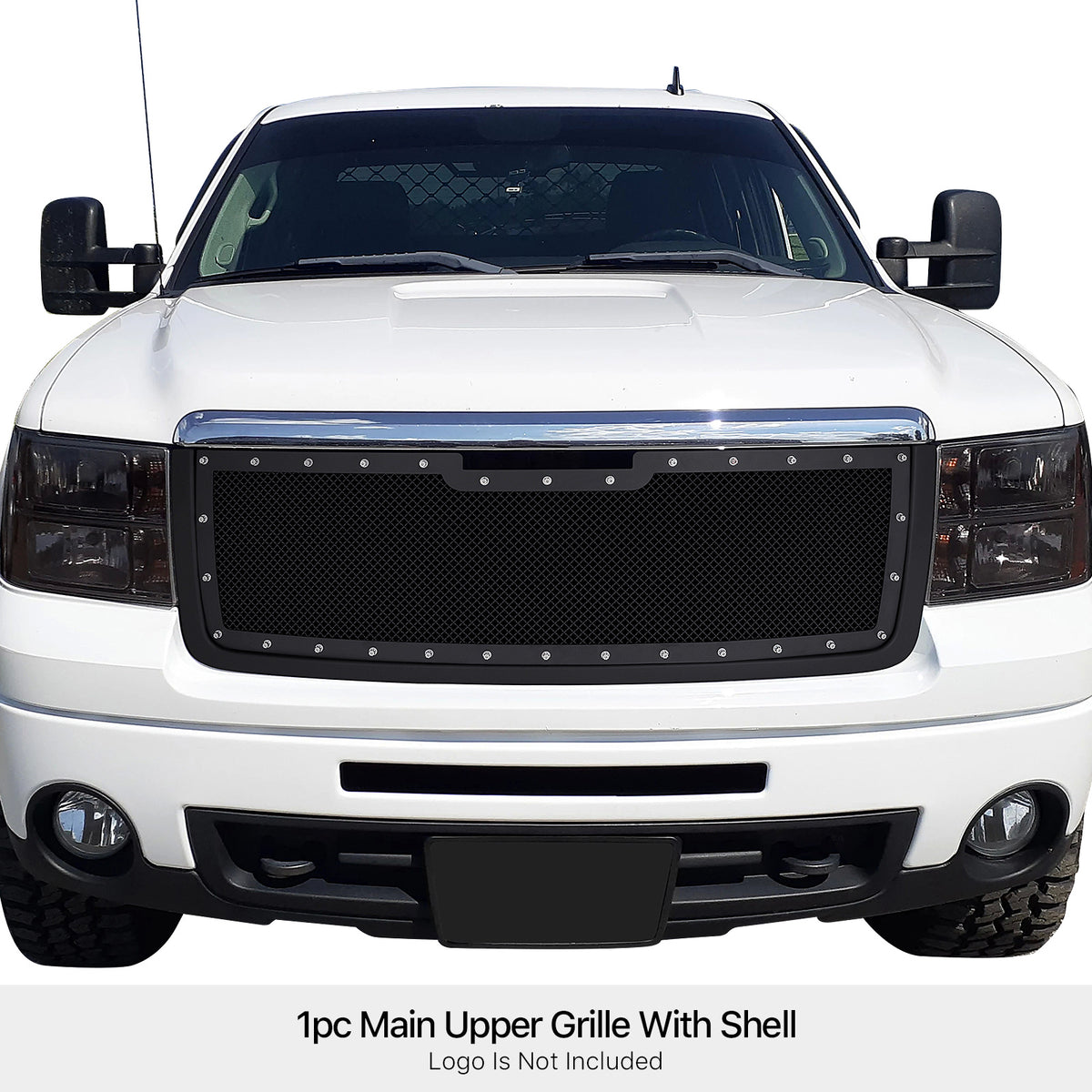 PE + Stainless Steel Main Upper Package Grille 2007-2013 GMC Sierra 1500 /2007-2010 GMC Sierra Denali New Body With Logo Show GR07PFD74H