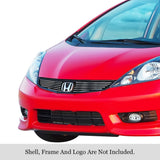 Stainless Steel Main Upper Stainless Steel Billet Grille 2012-2013 Honda Fit Base Model with logo show GR08FFD24C