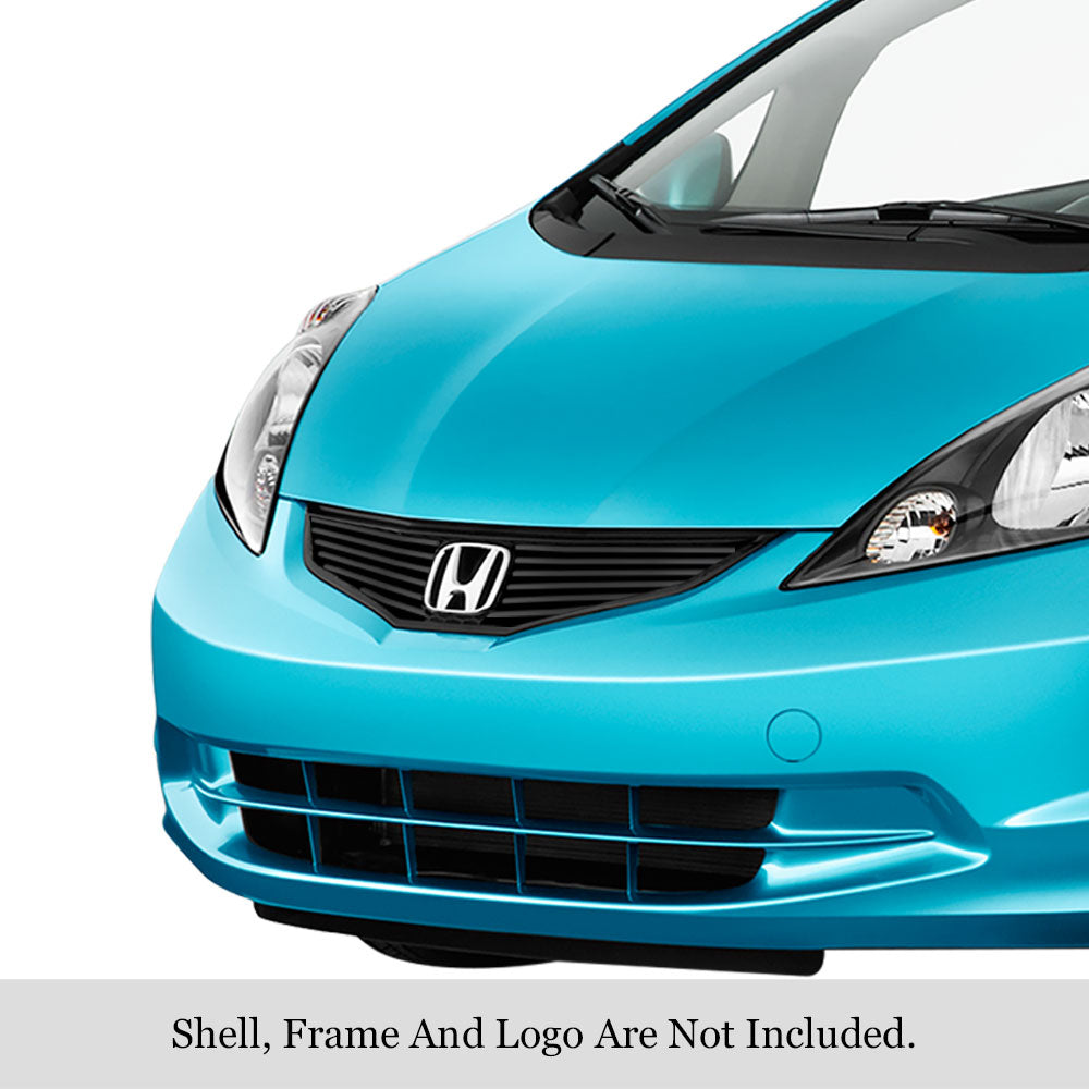 Stainless Steel Main Upper Black Stainless Steel Billet Grille 2012-2013 Honda Fit Base Model with logo show GR08FFD24J