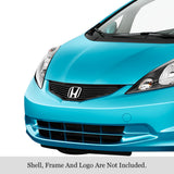Stainless Steel Main Upper Black Stainless Steel Billet Grille 2012-2013 Honda Fit Base Model with logo show GR08FFD24J