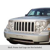Stainless Steel Main Upper Black Stainless Steel Billet Grille 2008-2012 Jeep Liberty GR10FEE51J