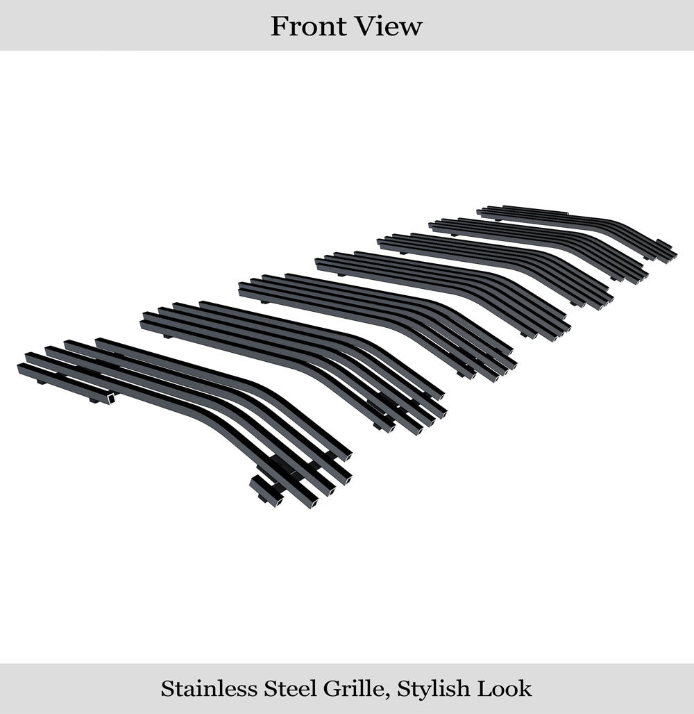 Stainless Steel Main Upper Black Stainless Steel Billet Grille 2018-2024 Jeep Wrangler JL Not For JK GR10FFD41J
