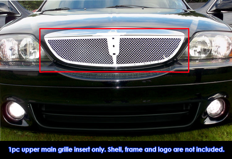 Stainless Steel Main Upper Mesh Grille 2000-2002 Lincoln LS W/Lower Billet Molding GR12GEG76T