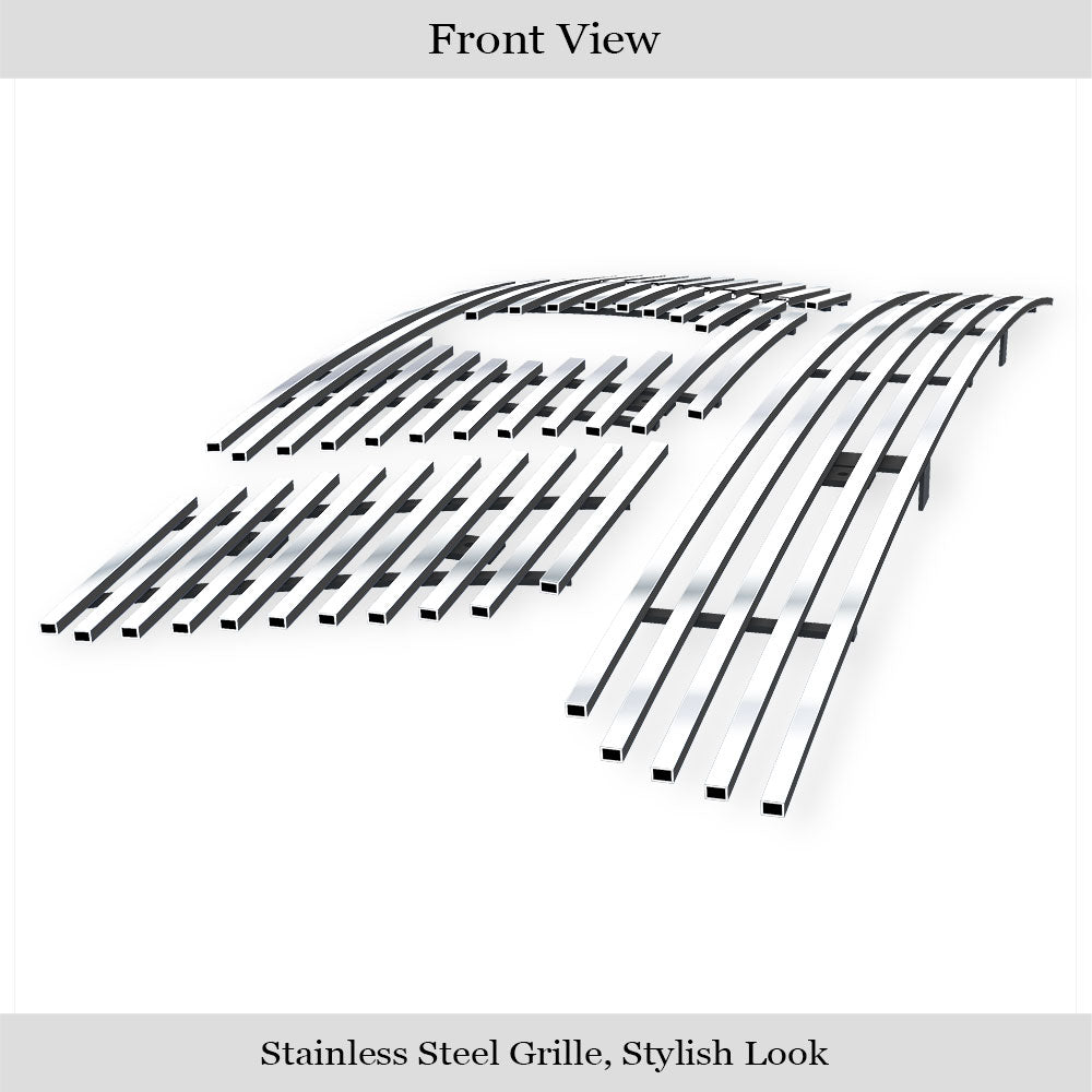 Stainless Steel Main Upper + Lower Bumper Stainless Steel Billet Grille 2005-2007 Nissan Pathfinder With Logo Show/2005-2008 Nissan Frontier With Logo Show GR14FGI66S