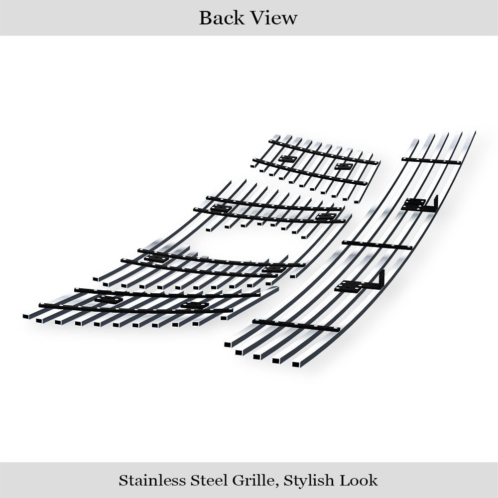 Stainless Steel Main Upper + Lower Bumper Stainless Steel Billet Grille 2005-2007 Nissan Pathfinder With Logo Show/2005-2008 Nissan Frontier With Logo Show GR14FGI66S