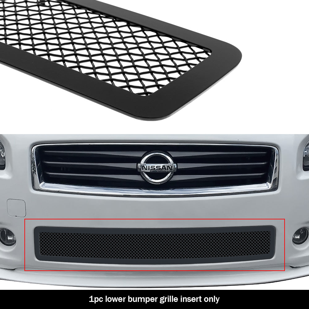 Stainless Steel Lower Bumper Black Wire Mesh Grille 2009-2014 Nissan Maxima GR14GEB25H