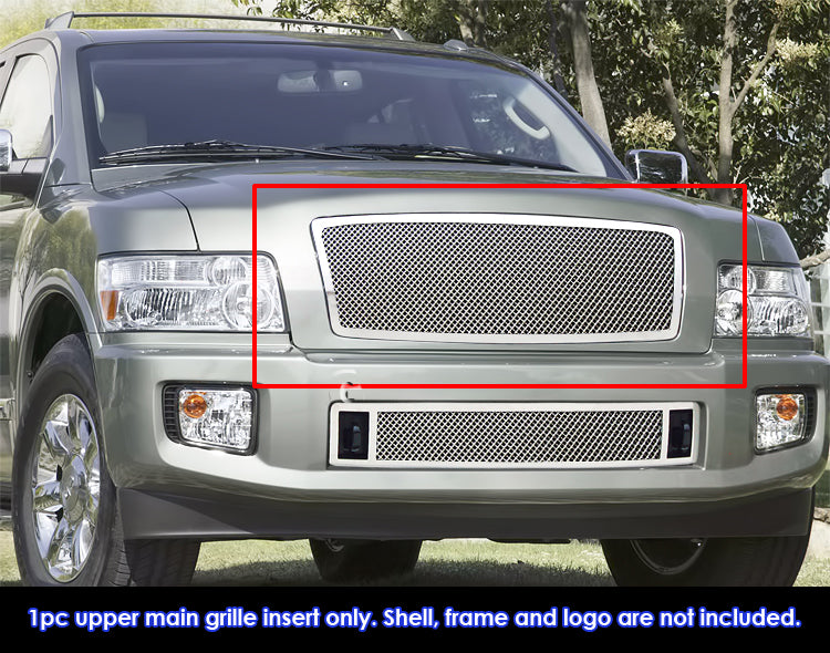 Stainless Steel Main Upper Mesh Grille 2004-2010 Infiniti QX56 GR14GED47T