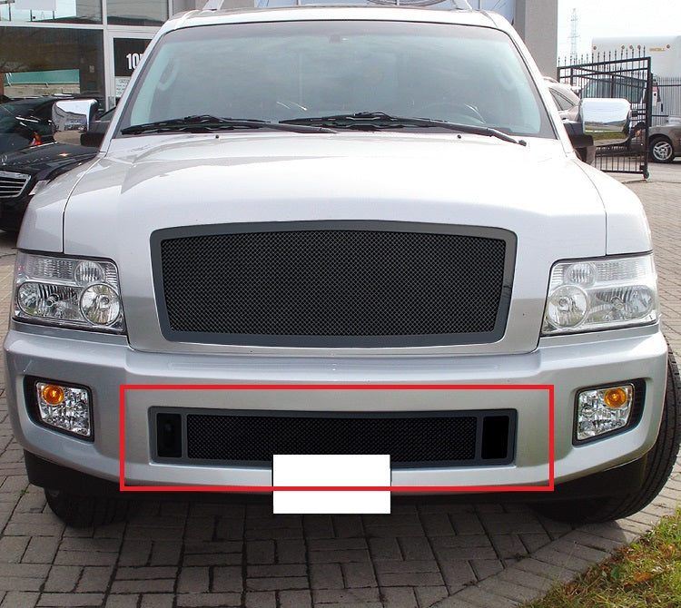 Stainless Steel Lower Bumper Black Wire Mesh Grille 2004-2010 Infiniti QX56 Not Good For Speed Sensor Package GR14GED48H