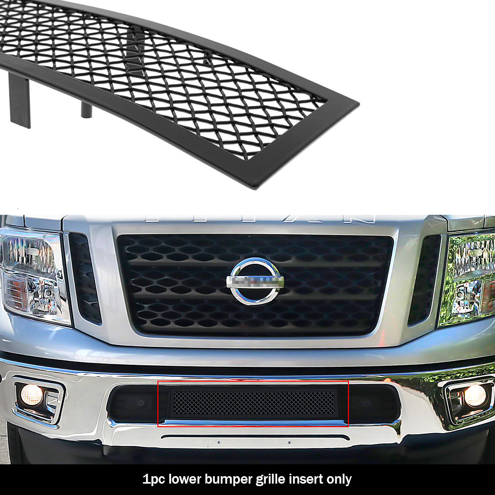 Stainless Steel Lower Bumper Black Wire Mesh Grille 2016-2019 Nissan Titan Not for Models with Tow Hook GR14GFC96H