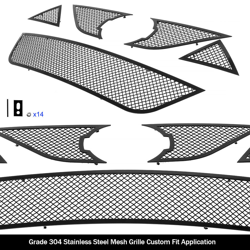 Stainless Steel Main Upper + Lower Bumper Black Wire Mesh Grille 2015-2018 Nissan Maxima GR14GFC98H