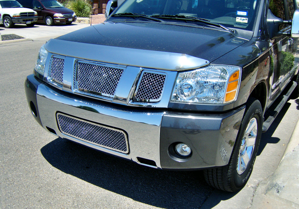 Stainless Steel Main Upper + Lower Bumper Mesh Grille 2004-2007 Nissan Titan GR14GGH69S