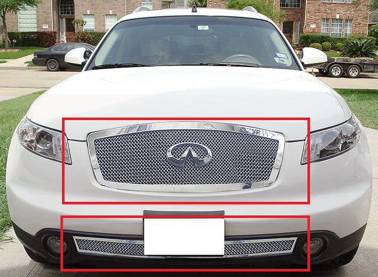 Stainless Steel Main Upper + Lower Bumper Mesh Grille 2003-2005 Infiniti FX45 /2003-2005 Infiniti FX35 GR14GGH77T