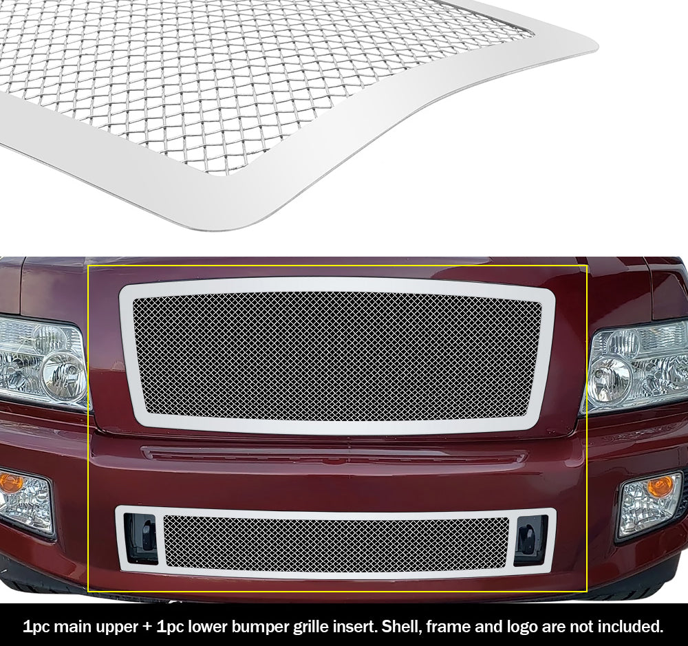 Stainless Steel Main Upper + Lower Bumper Mesh Grille 2004-2010 Infiniti QX56 GR14GGI03T
