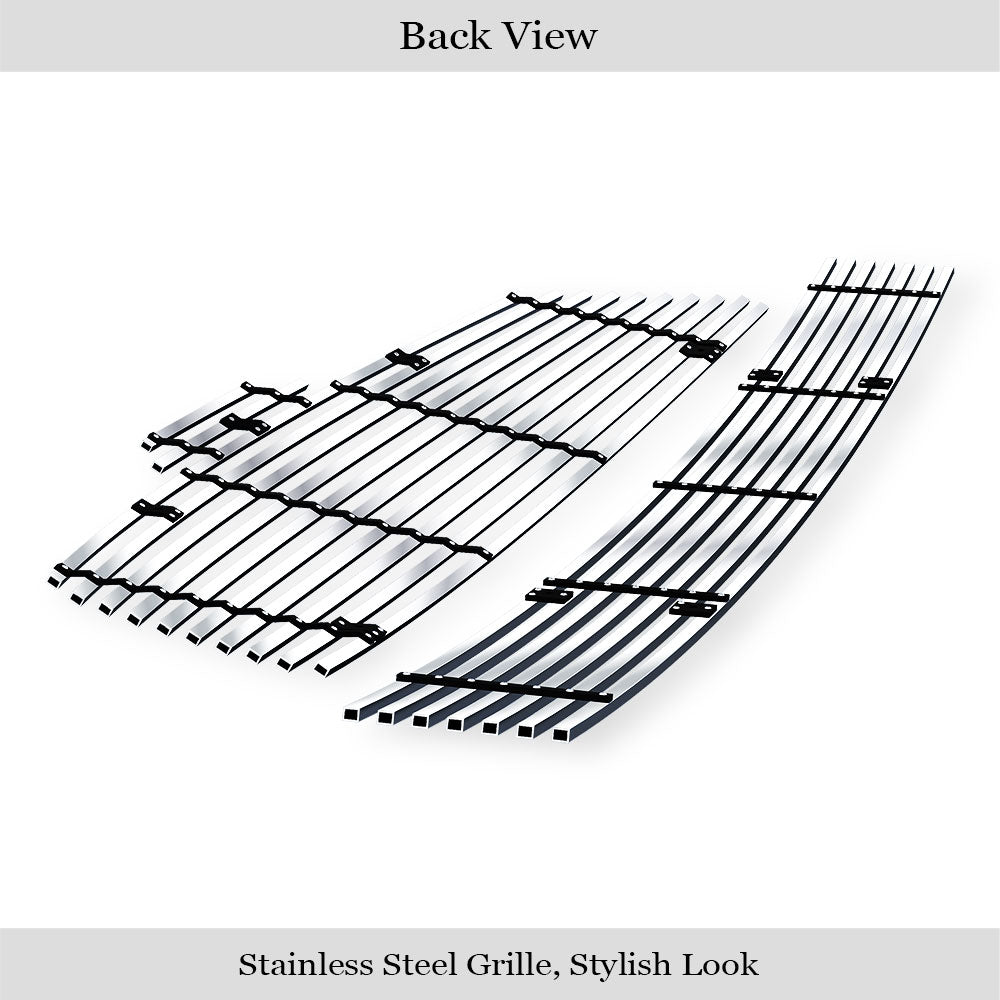Stainless Steel Main Upper + Lower Bumper Stainless Steel Billet Grille 2007-2009 Nissan Altima Sedan GR14HGG65C