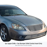 Stainless Steel Main Upper + Lower Bumper Stainless Steel Billet Grille 2002-2004 Nissan Altima GR14HGI91S