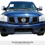 Stainless Steel Main Upper Rivet Grille 2004-2007 Nissan Armada With Logo Show/2004-2006 Nissan Titan With Logo Show/2007-2007 Nissan Titan Classic Model, With Logo Show GR14LED12H