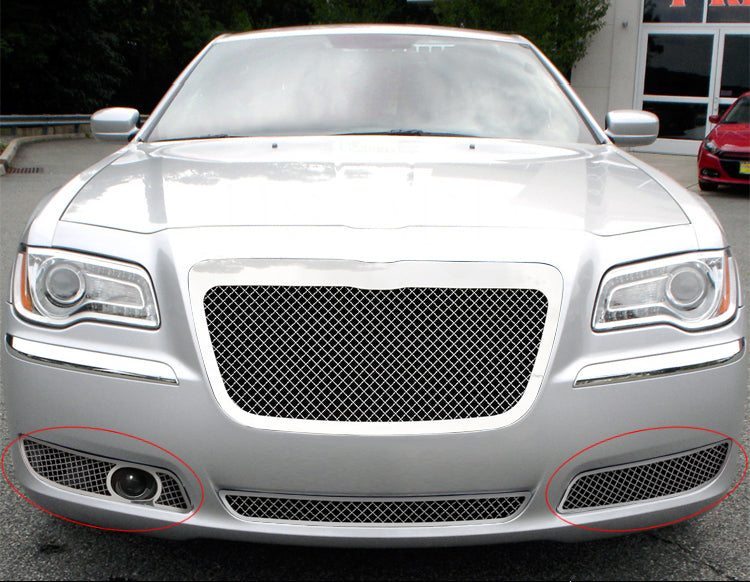 Stainless Steel Fog Light Cover Mesh Grille 2011-2014 Chrysler 300 With Adaptive Cruise (Not For SRT8)/2011-2014 Chrysler 300C With Adaptive Cruise (Not For SRT8) GR18GFC03S