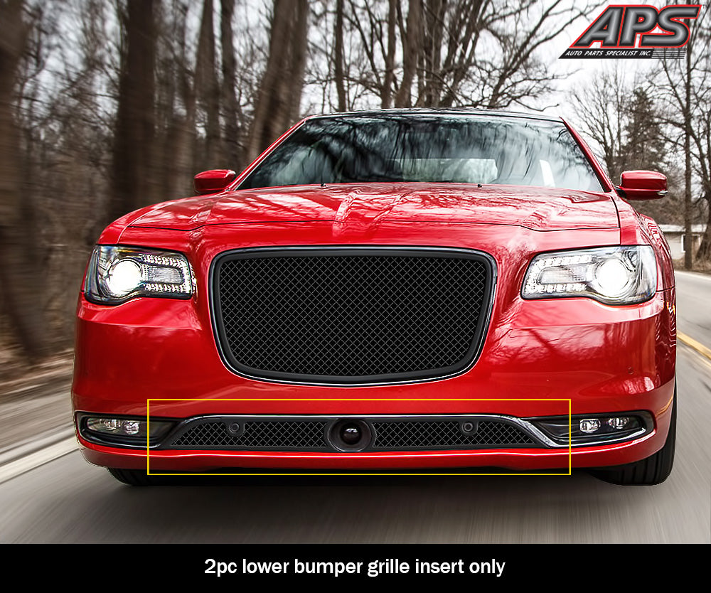 Stainless Steel Lower Bumper Black Wire Mesh Grille 2015-2023 Chrysler 300C/300S With Adaptive Cruise Control GR18GFC80K