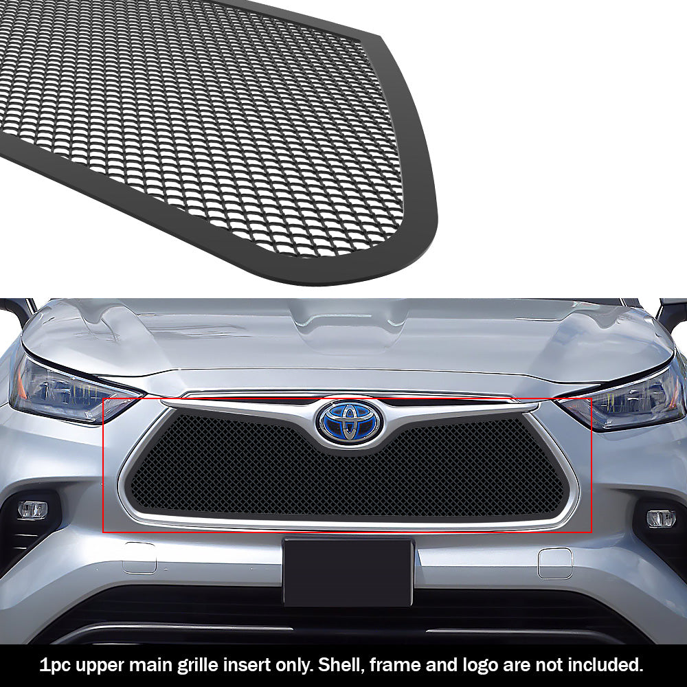Stainless Steel Main Upper Black Wire Mesh Grille 2020-2025 Toyota Highlander Without Camera GR20GEJ41H