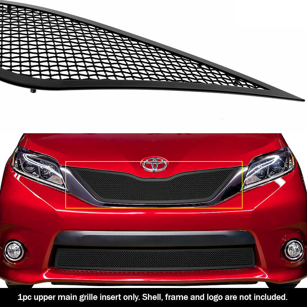 Stainless Steel Main Upper Black Wire Mesh Grille 2011-2017 Toyota Sienna SE only for honeycomb style GR20GFD99H