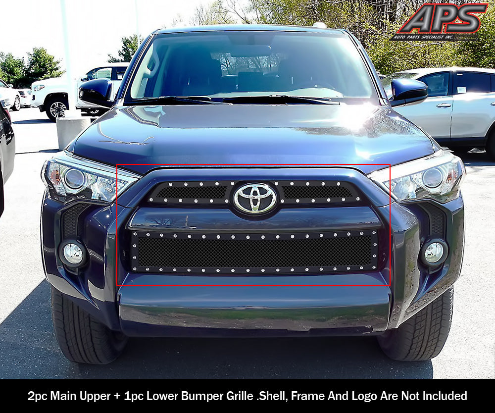Stainless Steel Main Upper + Lower Bumper Rivet Grille 2014-2019 Toyota 4Runner Not For Limited Edition GR20LAB78H